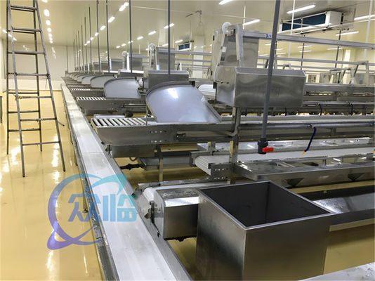 Καλή τιμή 1506kg Γραμμή Παραγωγής Θαλασσινών Ατσάλι Custom Workbench Fish And Shrimp Processing Line Μεταγωγική ζώνη σε απευθείας σύνδεση