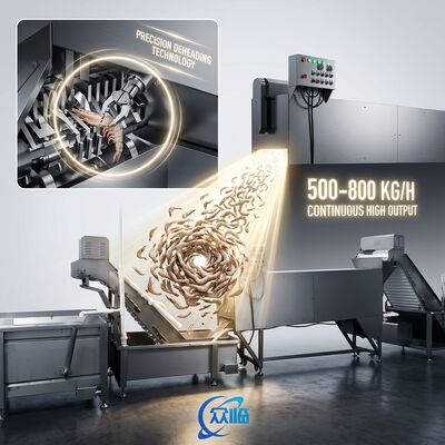Καλή τιμή Skid Mounted Shrimp Head Removal Machine SUS316L 1200-1800KG 9.0KW 60Hz For Food Processing Factory online